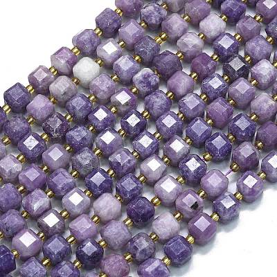 Natural Lepidolite/Purple Mica Stone Beads Strands G-K389-A32-01-1