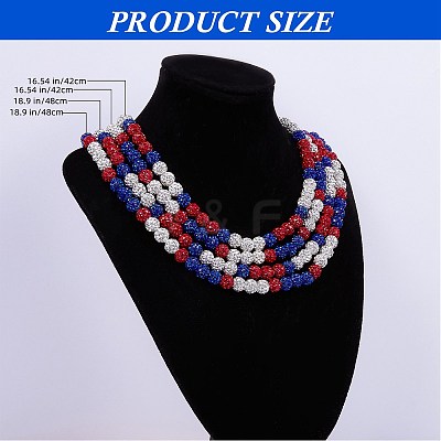 Polymer Clay Rhinestone Round Beaded Necklaces NJEW-SW00049-03-1