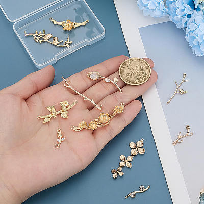 11Pcs 11 Styles Brass Connector Charms KK-ME0001-77-1