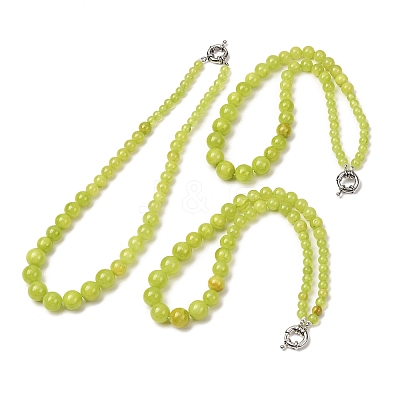 Dyed Round Natural Green Jade Graduated Beaded Necklaces GG-CBAA808-05P-F-1