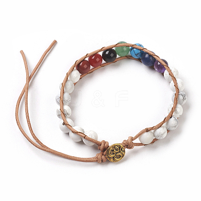 Natural Howlite Cord Beaded Bracelets BJEW-E351-02A-1