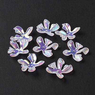 Rainbow Iridescent Plating Acrylic Bead Caps OACR-A017-09-1