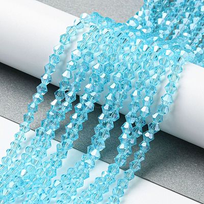 Transparent Electroplate Glass Beads Strands GLAA-F029-4mm-C20-1