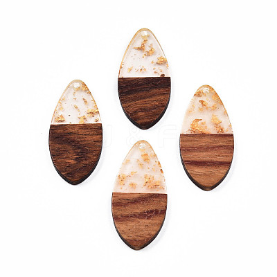 Transparent Resin & Walnut Wood Pendants RESI-N025-032-A01-1