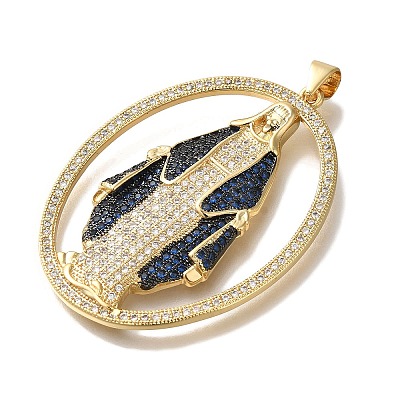 Rack Plating Brass Micro Pave Cubic Zirconia Pendants KK-U019-25G-1