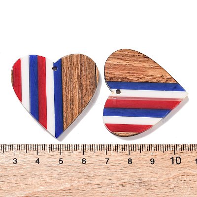 Independence Day Opaque Striped Resin & Walnut Wood Pendants RESI-U010-02T-1