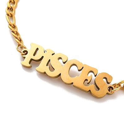 Constellation 202 Stainless Steel Figaro Chain Link Bracelets for Women Men LS-AJEW-U006-01B-1