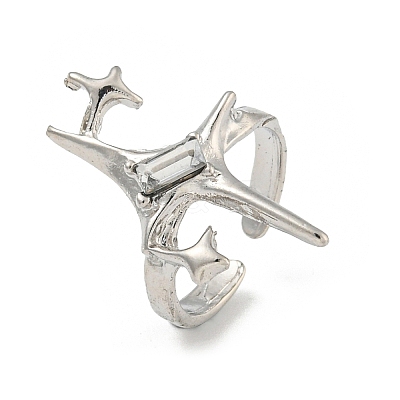 Star Zinc Alloy Open Cuff Ring RJEW-Z048-01P-02-1