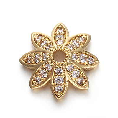 Brass Micro Pave Cubic Zirconia Bead Caps LS-ZIRC-E158-12G-1