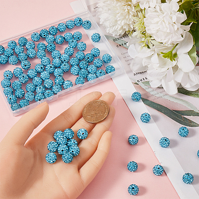120Pcs Pave Disco Ball Beads RB-SC0004-84B-1