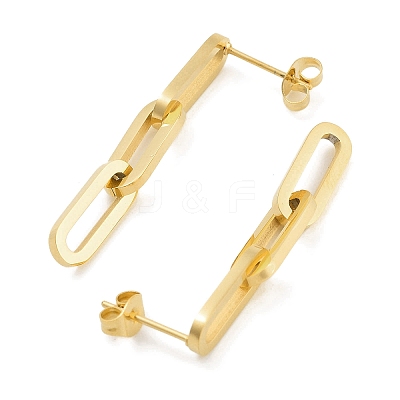Ion Plating(IP) 304 Stainless Steel Oval Dangle Stud Earrings for Women EJEW-C096-15G-1