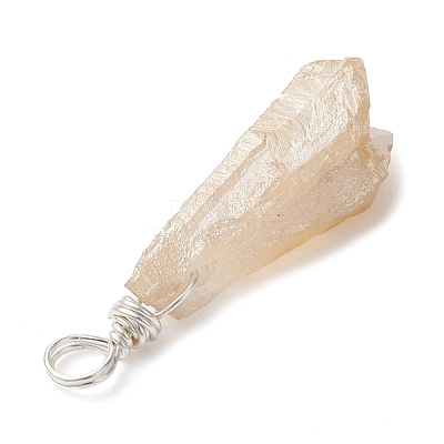 Electroplated Natural Quartz Crystal Dyed Pendants PALLOY-JF02324-01-1