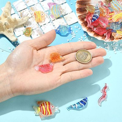 45Pcs 9 Styles Fish Transparent Resin Cabochons CRES-CJZ0009-01-1