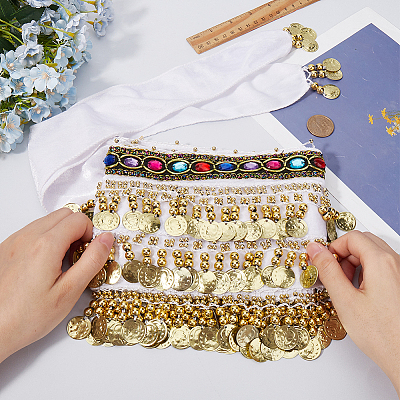 Golden Alloy Three Layers Flat Round Waist Belt AJEW-WH20002-09B-1