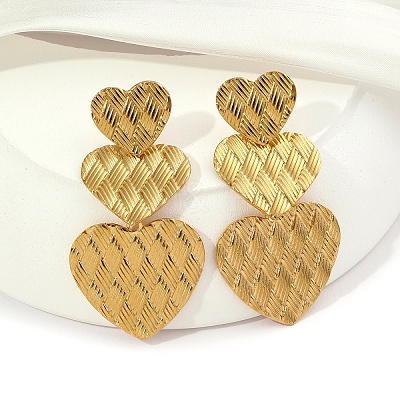 201 Stainless Steel Heart Dangle Stud Earrings EJEW-D084-16G-1