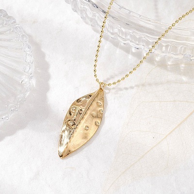 304 Stainless Steel Leaf Pendant Necklaces NJEW-JN05153-1