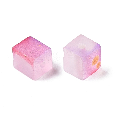 Frosted Glass Beads with Golden Glitter Powder DGLA-NH001-6mm-01J-1
