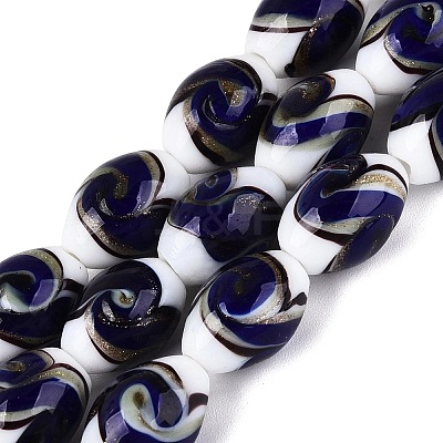 Handmade Gold Sand Lampwork Beads Strands LAMP-Q041-09A-1