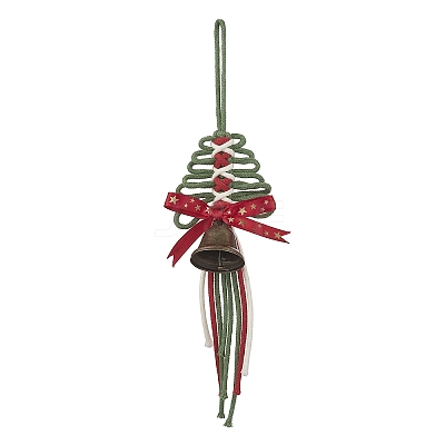 Christmas Tree Cotton String Threads Pendant Decorations HJEW-TA00403-01-1