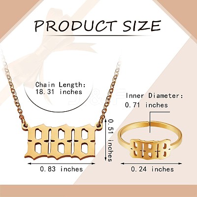 Number Pendant Necklace & Open Cuff Ring JX202A-1