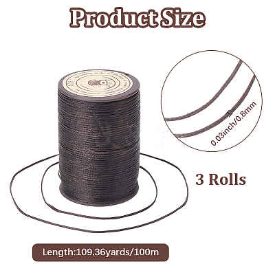 3 Rolls Flat Waxed Polyester Thread String YC-CL0001-02B-1