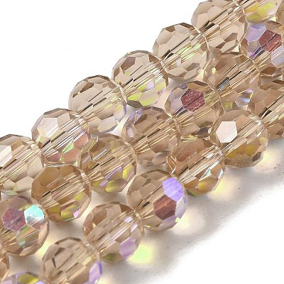 Electroplate Transparent Glass Beads Strands EGLA-A035-T8mm-L22-1