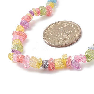 Synthetic Crackle Quartz Dyed Chips Chips Beaded Necklaces NJEW-JN04275-04-1