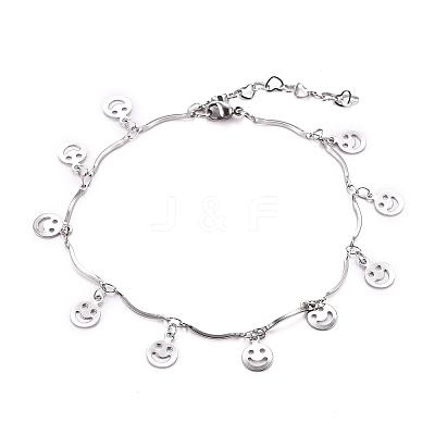 Tarnish Resistant 304 Stainless Steel Scalloped Bar Link Chain Bracelets BJEW-JB05469-1
