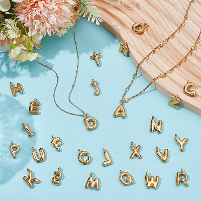 26Pcs 26 Styles 304 Stainless Steel Pendants STAS-WR0001-37G-1