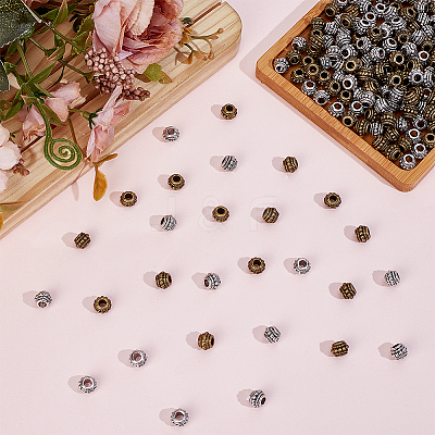 200Pcs 2 Colors Tibetan Style Alloy Beads TIBE-ME0001-15-1