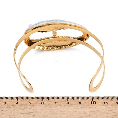 Shell Shape 304 Stainless Steel Enamel Cuff Bangles for Women LS-BJEW-A049-04D-G-1
