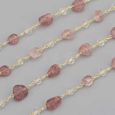 Handmade Natural Strawberry Quartz Beaded Chains CHC-I031-11D-1