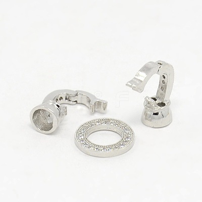 Brass Micro Pave Cubic Zirconia Fold Over Clasps ZIRC-P003-27P-1