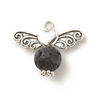 Natural Lava Rock Pendants PALLOY-JF01424-01-1