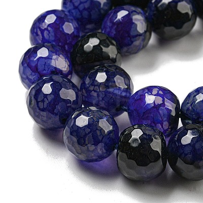 Faceted Natural Dragon Veins Agate Beads Strands G-F447-12mm-P02-1