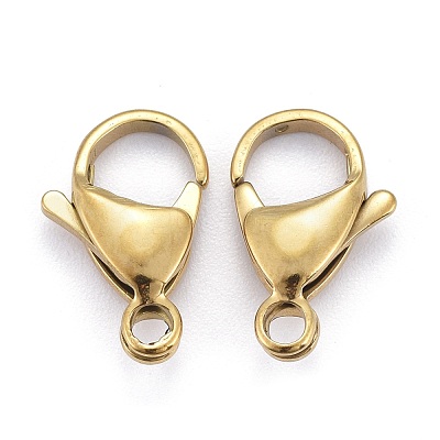 Ion Plating(IP) 304 Stainless Steel Lobster Claw Clasps STAS-H353-F-02G-1
