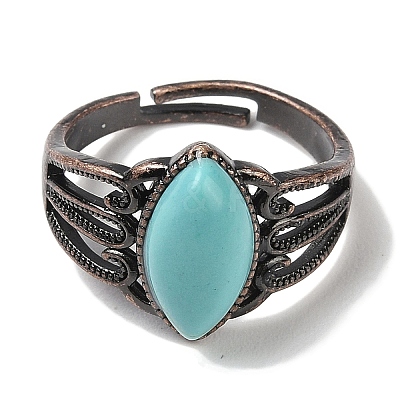 Synthetic Turquoise Horse Eye Adjustable Rings RJEW-K271-05R-11-1