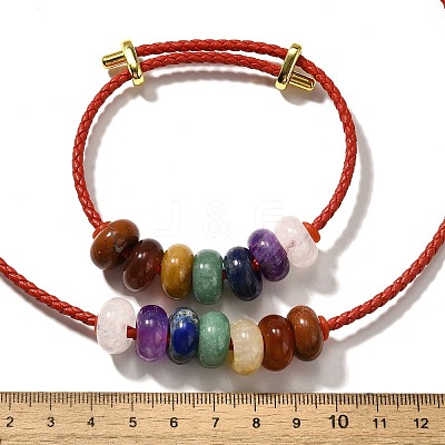Rondelle Chakra Natural Gemstone Beads Bracelets & Necklaces Sets G-P561-01G-04-1
