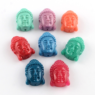 Dyed Buddha Head Synthetical Coral Beads X-CORA-R011-16-1