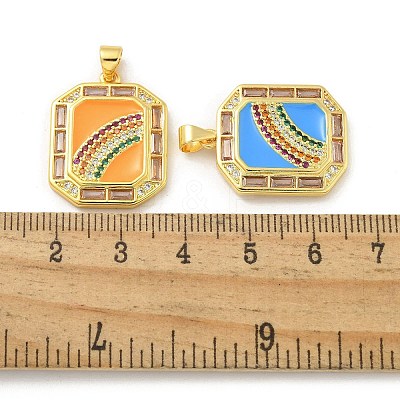 Brass Enamel Pendants KK-U044-13G-1