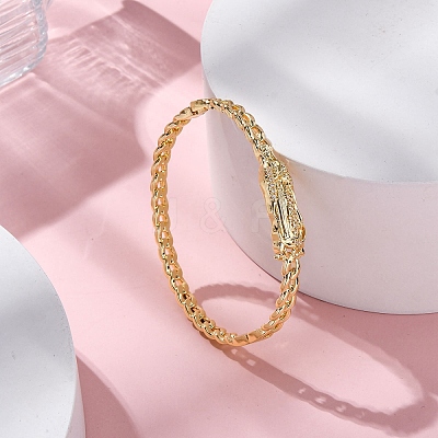 Rack Plating Brass Micro Pave Cubic Zirconia Hinged Bangles BJEW-H624-04G-1