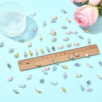 96Pcs 2 Style Glass Pearl Connector Charms PALLOY-FS00064-1