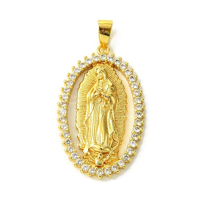 Brass Micro Pave Clear Cubic Zirconia Pendants KK-H472-42C-G-1