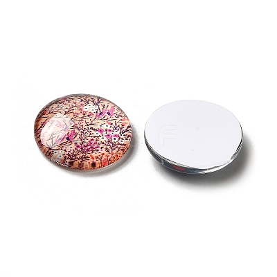 Flatback Half Round/Dome Flower and Plants Pattern Glass Cabochons for DIY Projects X-GGLA-R026-20mm-15-1