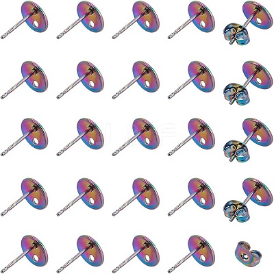 50Pcs Ion Plating(IP) 304 Stainless Steel Stud Earring Findings STAS-AR0002-52-1