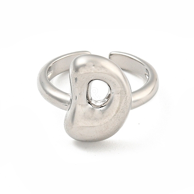 Brass Letter Open Cuff Rings for Women RJEW-G313-01D-P-1
