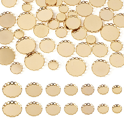 60Pcs 6 Style 304 Stainless Steel Cabochon Settings STAS-CD0001-11-1