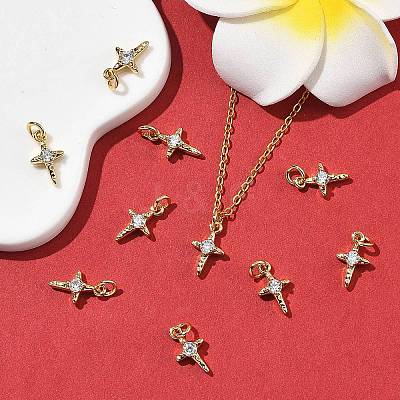 SHEGRACE Brass Micro Pave Clear Cubic Zirconia Pendants XGRQ2O697-453G-1