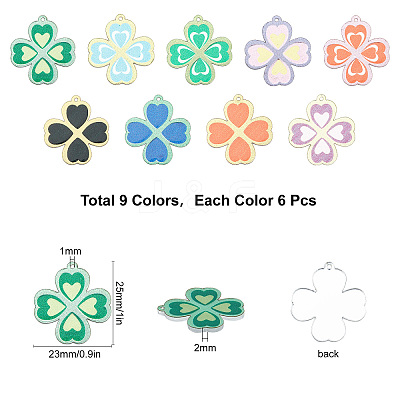 54Pcs 9 Colors Acrylic Pendants OACR-SC0001-07-1