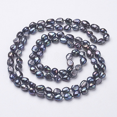 Natural Pearl Beaded Necklaces NJEW-P149-01B-01-1